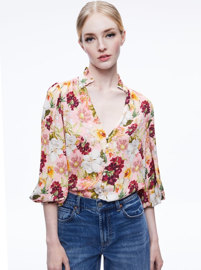 Alice & Olivia Reilly Mandarin Collar Blouse
