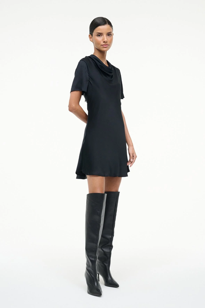 STAUD IRIS SILK DRESS - BLACK