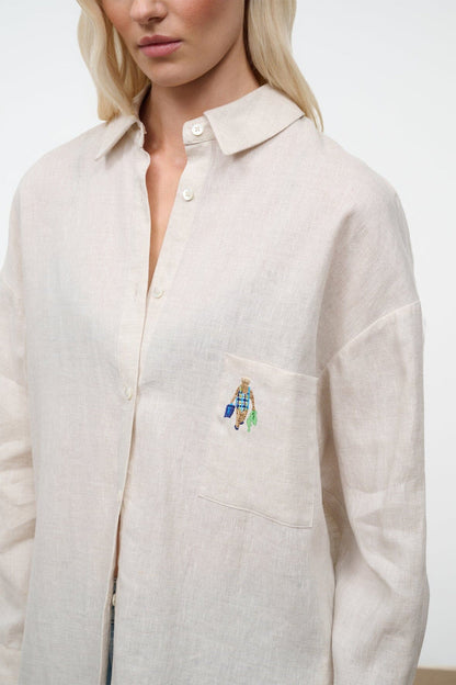 STAUD Sandbar Linen Top - Natural