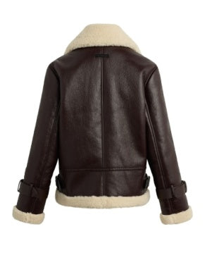 Hudson Vegan Leather Sherpa Jacket