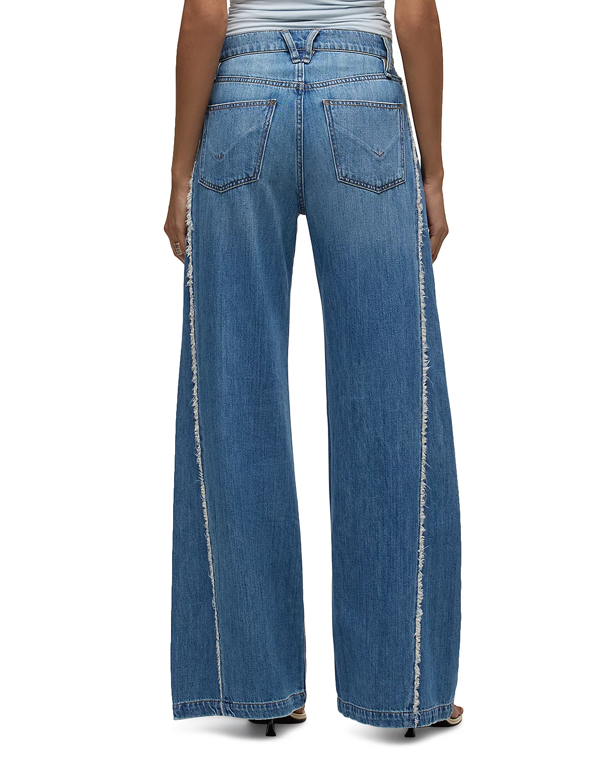 Jodie Wide Leg Frayed Seam Jeans in Unravel