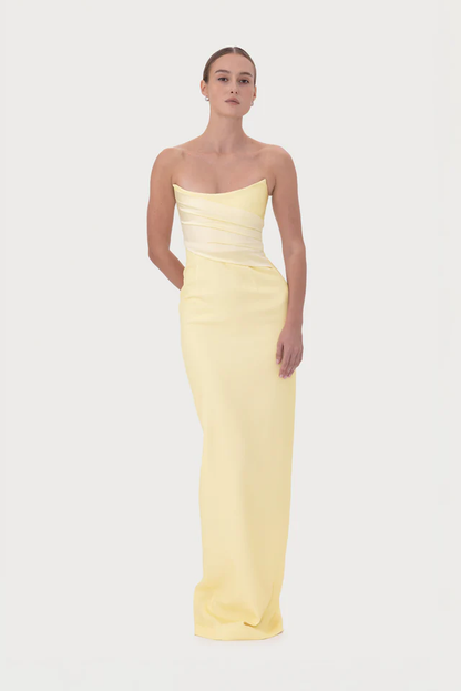 SAU LEE Louisa Gown - Pale Yellow