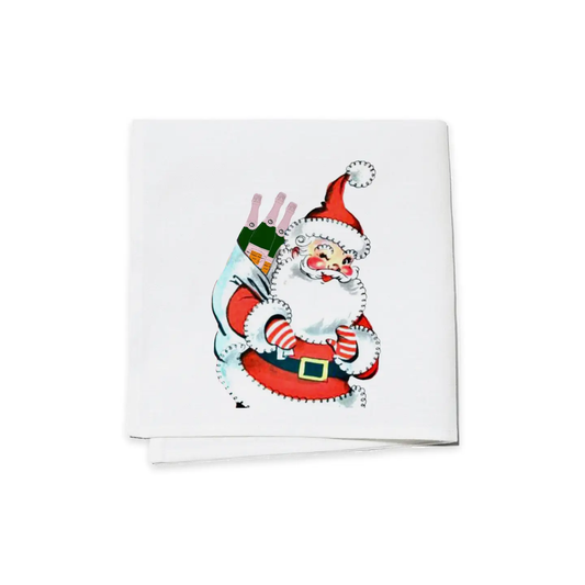 Holiday Cocktail Napkins (Set of 4) - Santa's Champagne Gift