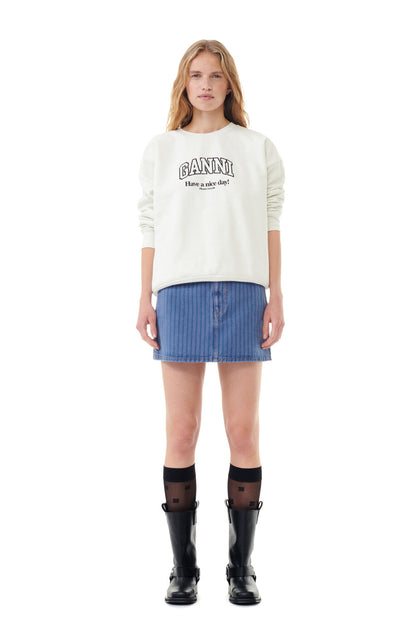 GANNI STRIPE OVERDYED DENIM MINI SKIRT