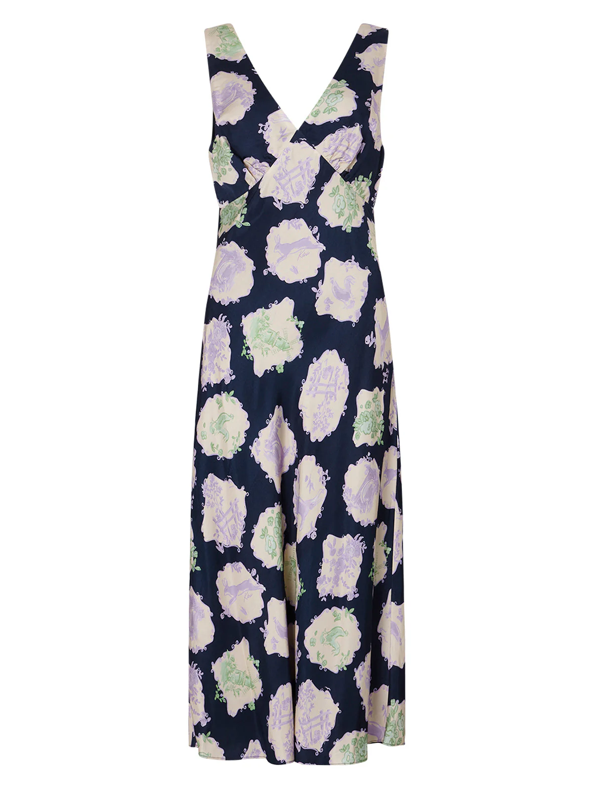 Kitri Claire Navy Pasture Print Slip Dress