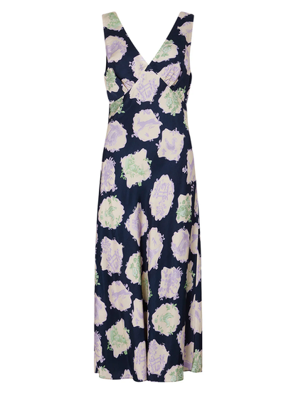 Kitri Claire Navy Pasture Print Slip Dress
