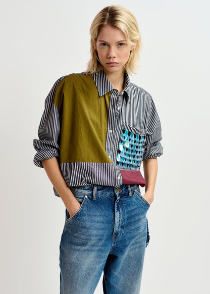 ESSENTIEL ANTWERP GLAM PATCHWORK SHIRT