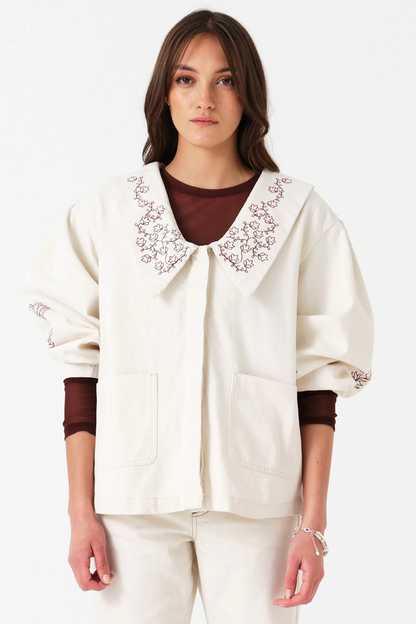 SEVENTY+MOCHI Neve Flower Embroidered Denim Jacket