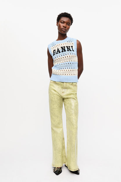 GANNI LIGHT BLUE STRIPED VEST