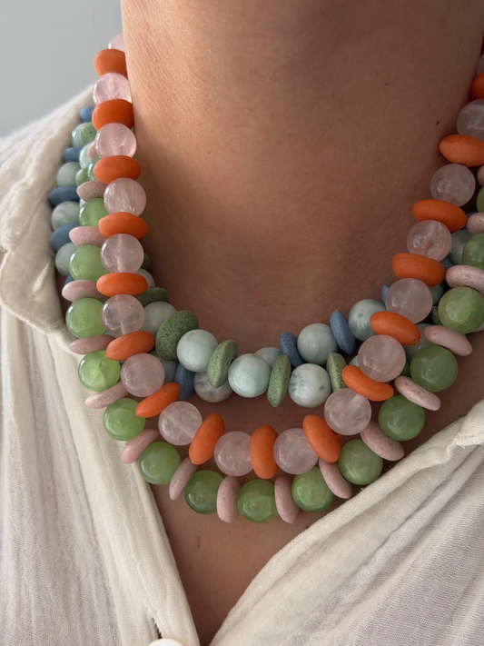 ALV Jewels Large Waverly Necklace - Pink and Orange