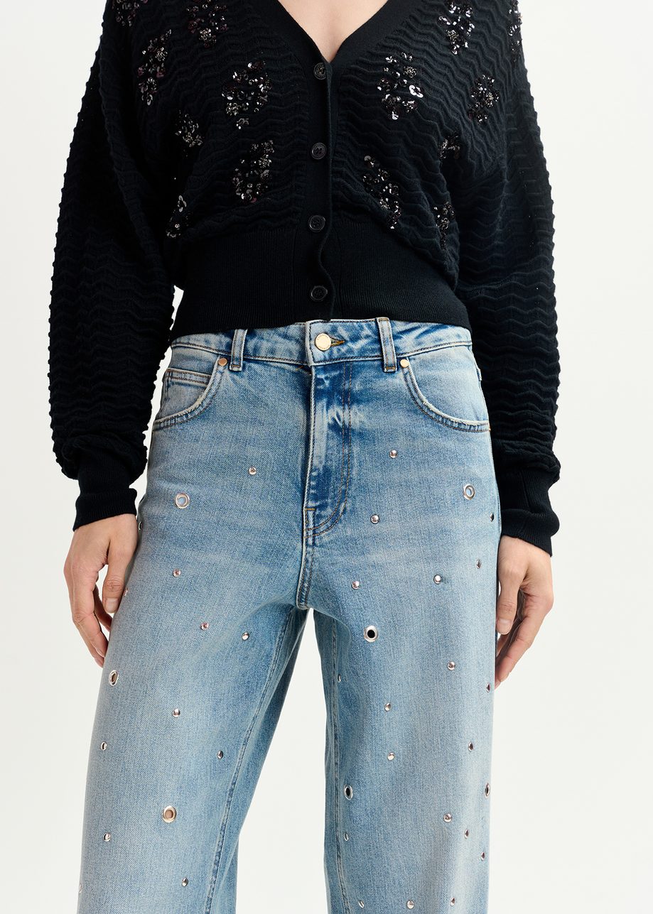 ESEENTIEL BY ANTWERP BLUE EYELET ENVEKKUSGED JEANS