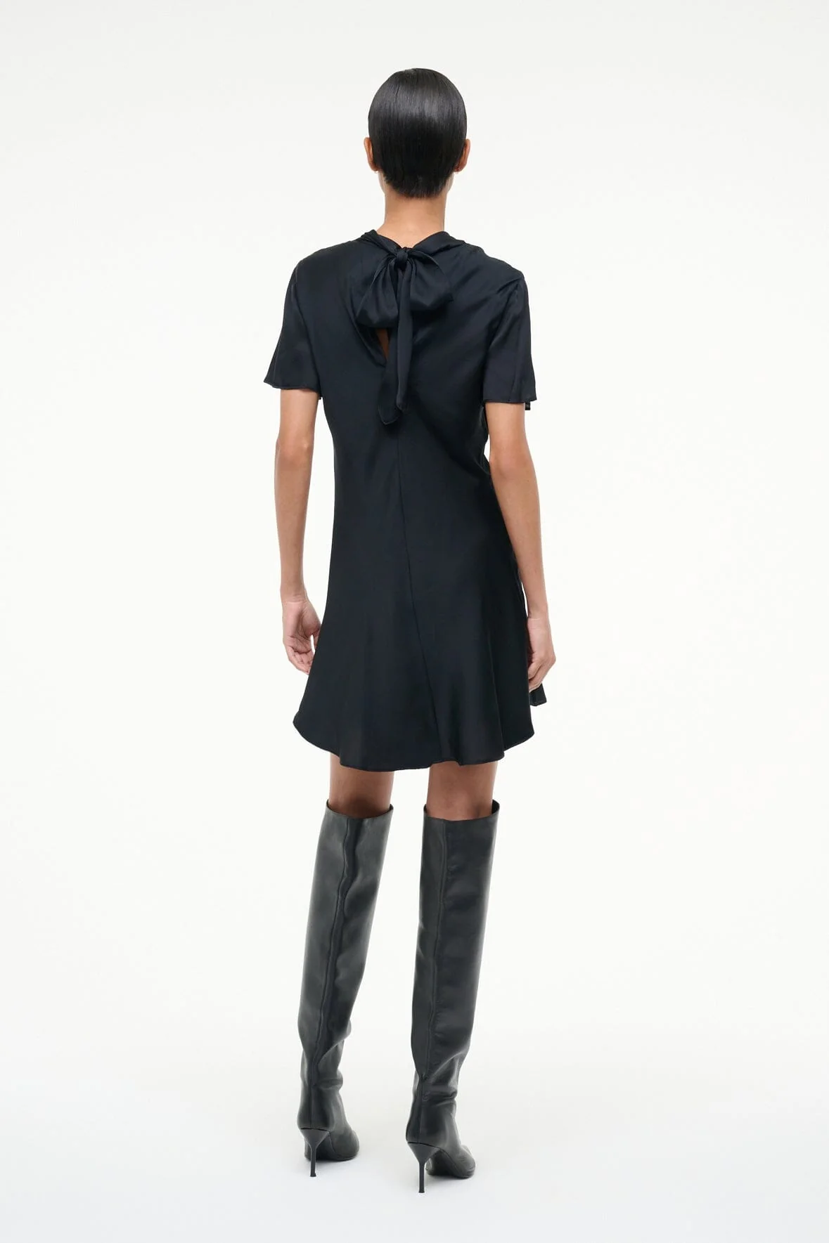 STAUD IRIS SILK DRESS - BLACK