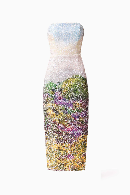 Elliatt Arden Strapless Midi Dress in Multi Ombre