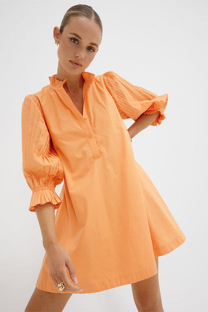 SOVERE FOCUS PLEAT SMOCK DRESS - PAPAYA