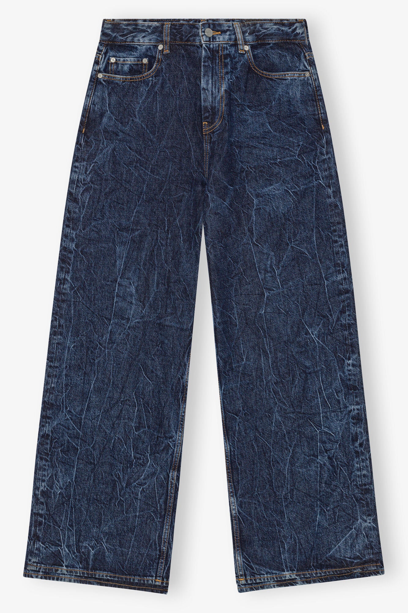 GANNI BLUE CRINKLED FUTURE DENIM MARRI JEANS