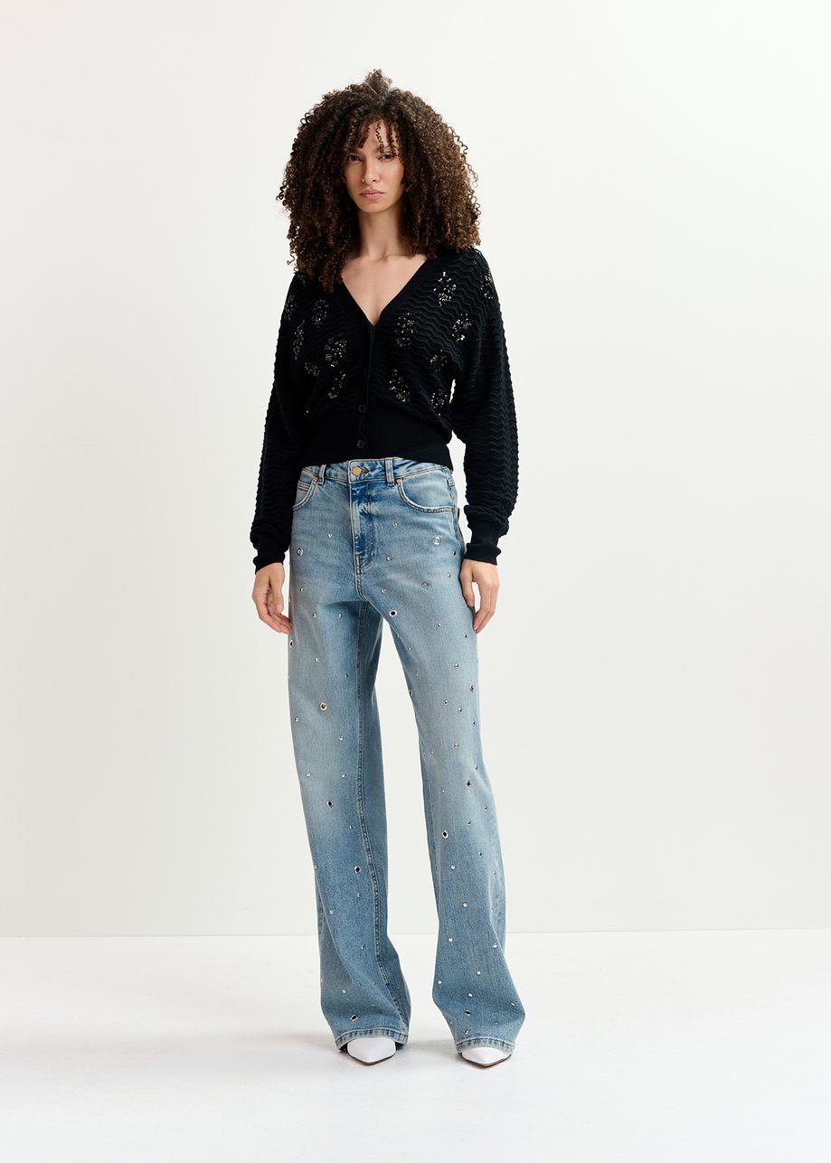 ESEENTIEL BY ANTWERP BLUE EYELET ENVEKKUSGED JEANS