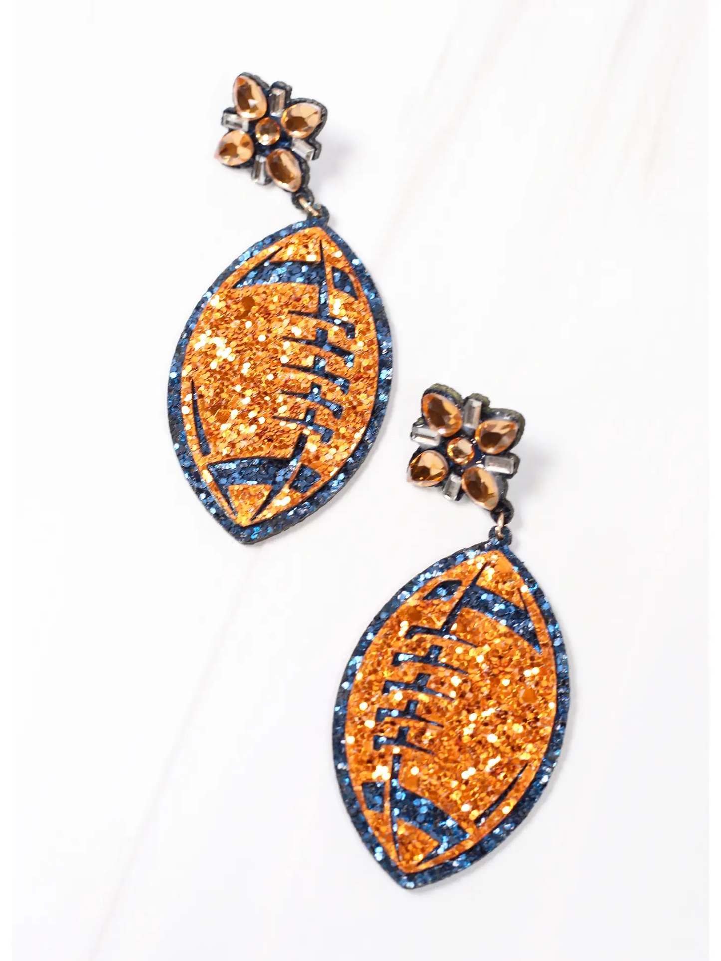 Fields Glitter Football Earring Orange Navy