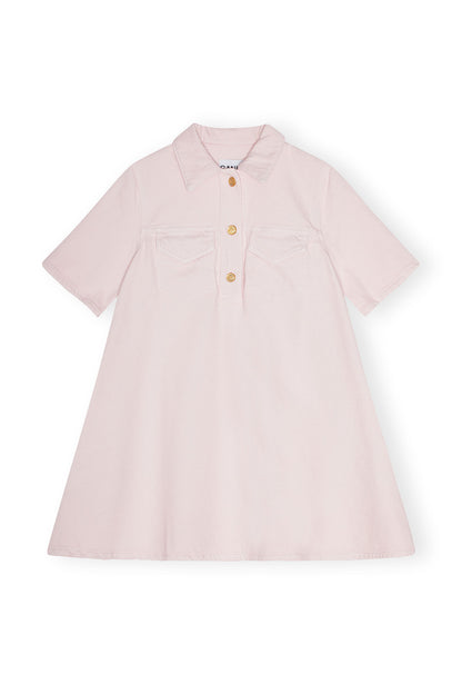 Ganni LIGHT PINK OVERDYED HEAVY DENIM MINI DRESS