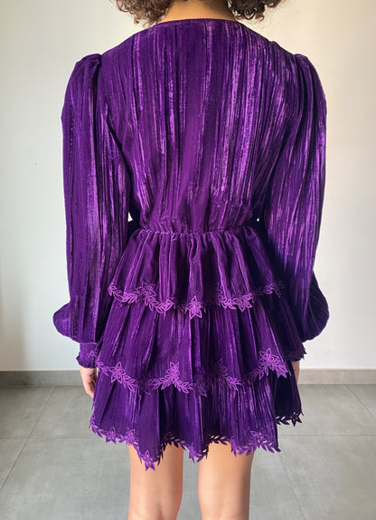 Hemant & Nandita Reha Purple Velvet Dress