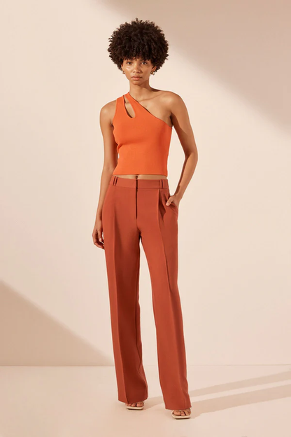 Shona Joy Basic One Shoulder Open Back Top - Tangerine