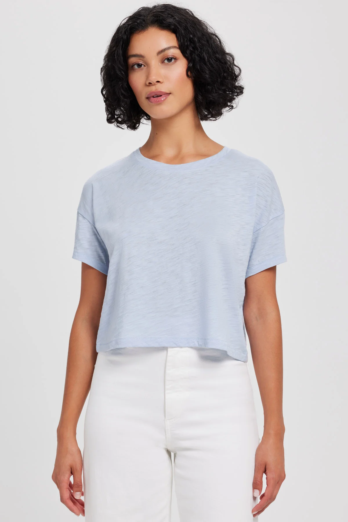 SIGNATURE SLUB CROP TEE - Halogen Blue