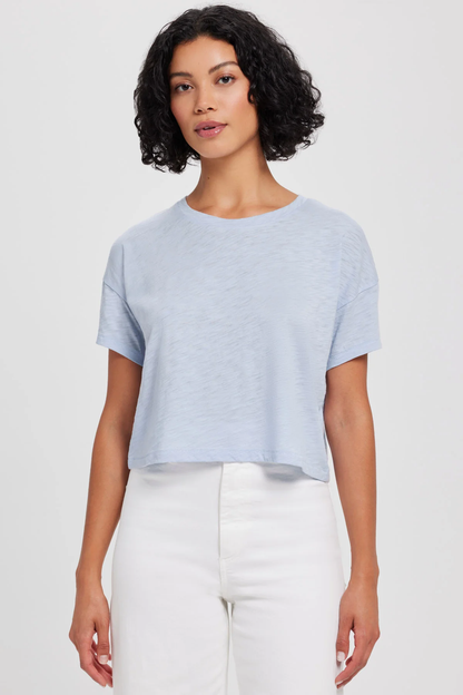 SIGNATURE SLUB CROP TEE - Halogen Blue