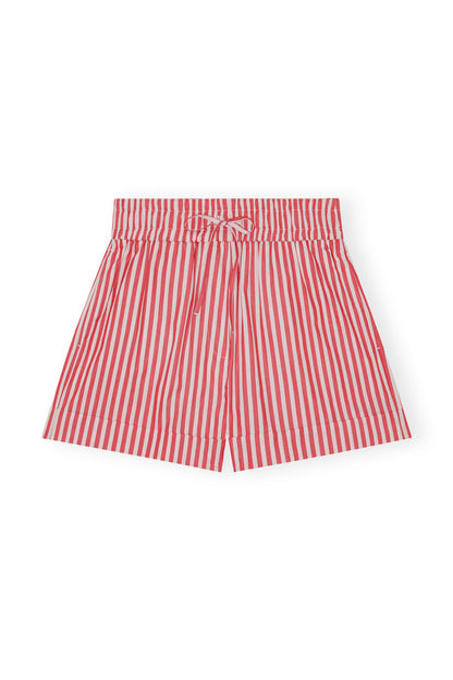 Ganni RED STRIPE COTTON SHORTS