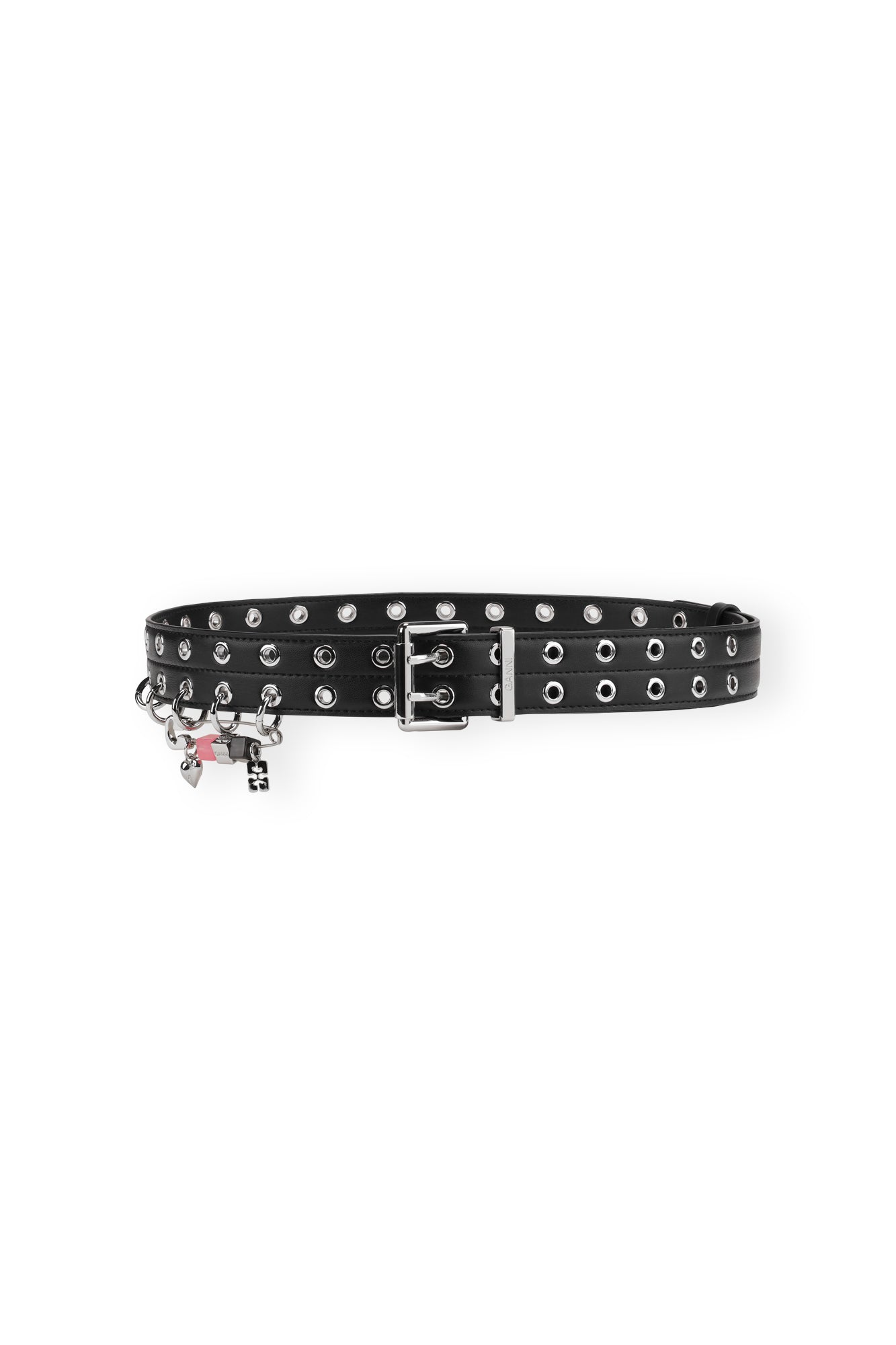 Ganni Double Eyelet Belt in Black