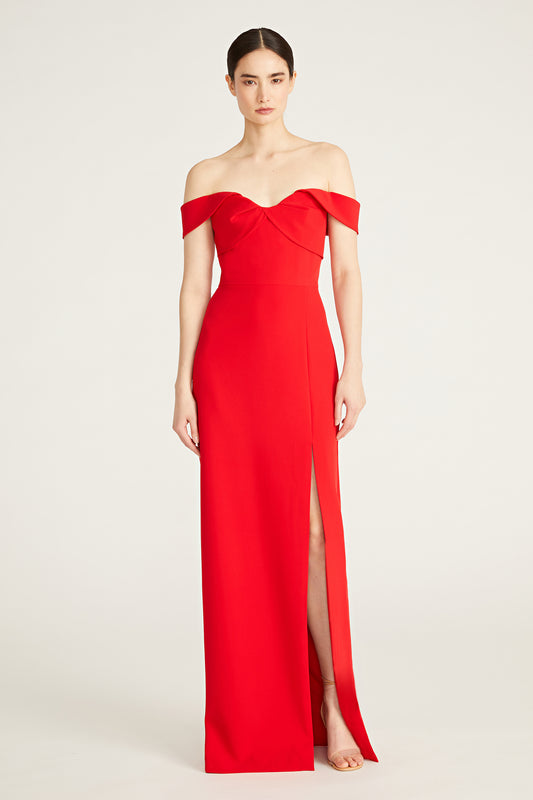 Monique Lhuillier Viviana Crepe Long Dress