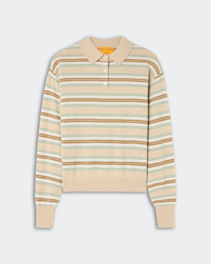 Guest in Residence Collegiate Stripe Polo - Sandstone Combo