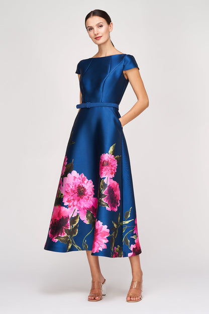 KAY UNGER INA TEA LENGTH DRESS
