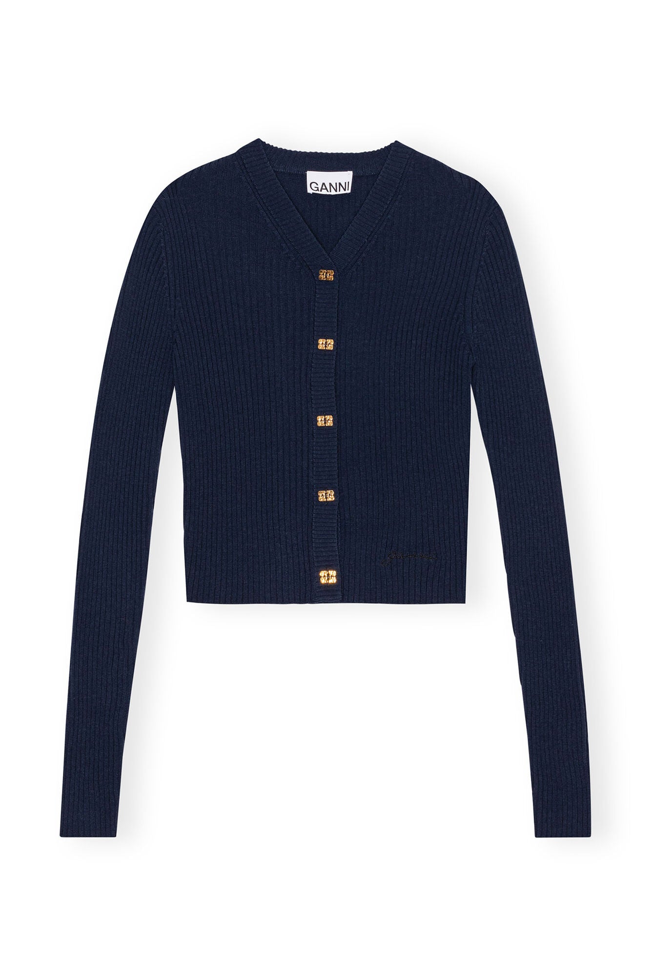 Ganni Mini Ribbed Merino Cardigan