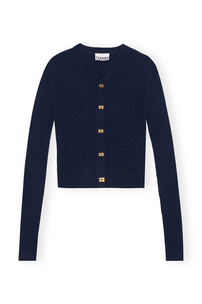Ganni Mini Ribbed Merino Cardigan