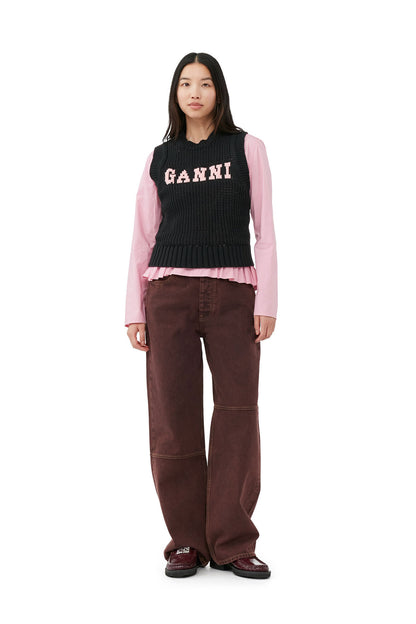 GANNI Black Cotton Rope Vest
