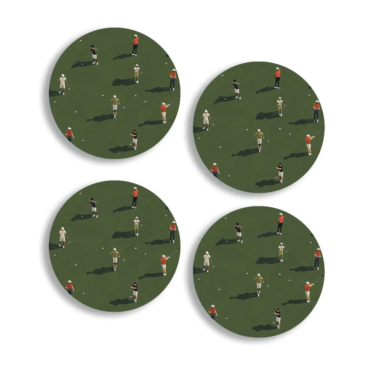Ceramic Coaster S/4 - Golfers