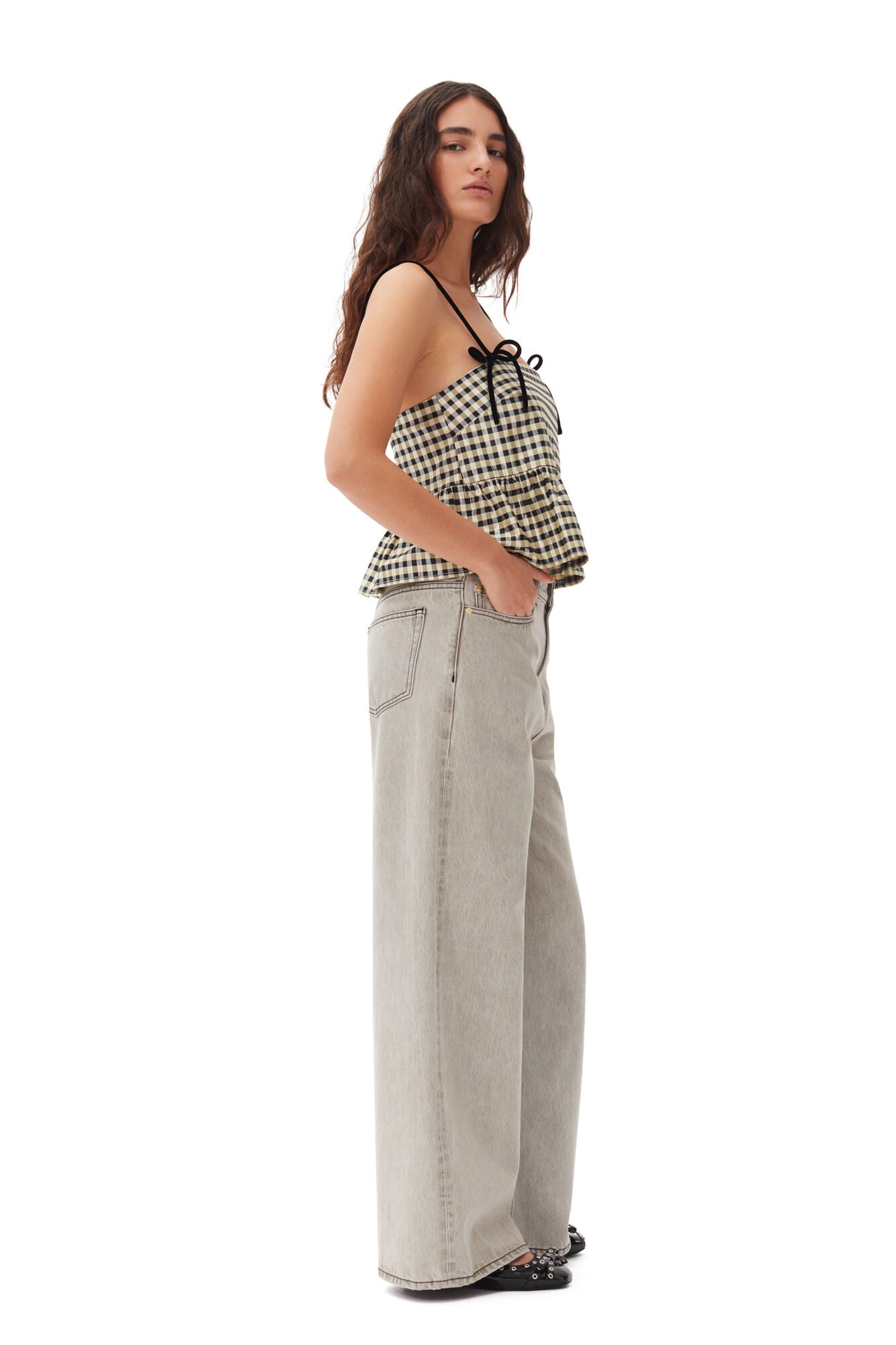 GANNI SHINY CHECK JACQUARD TOP – Shop at the Mix GANNI SHINY CHECK JACQUARD TOP – Shop at the Mix
