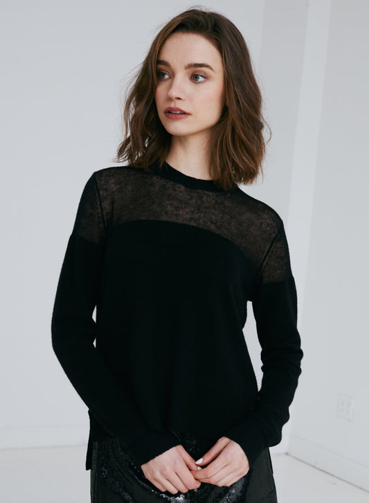 Autumn Cashmere Crew w/ Shadow Yoke