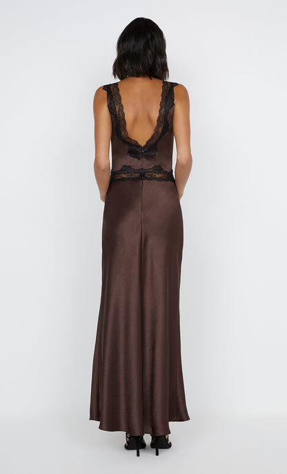 Bec + Bridge Allegra Lace Trim Dress Dark Chocolate