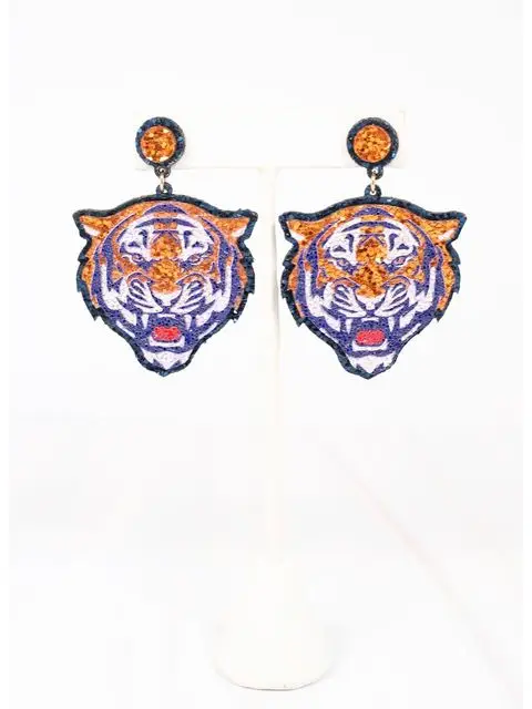 Stryker Glitter Tiger Earring Orange Navy