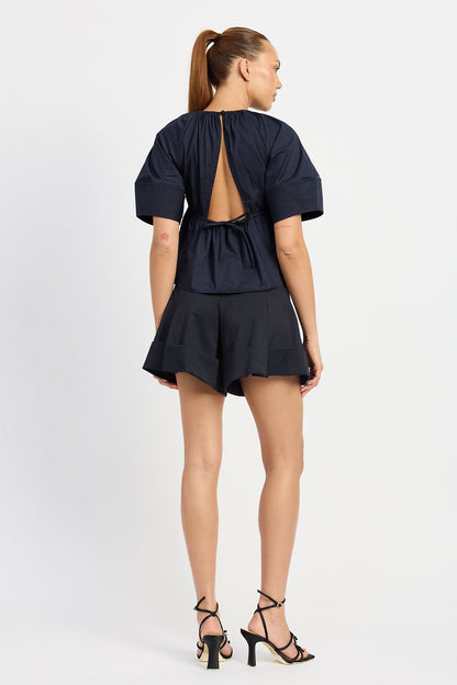 En Saison Melody Babydoll Blouse - Navy