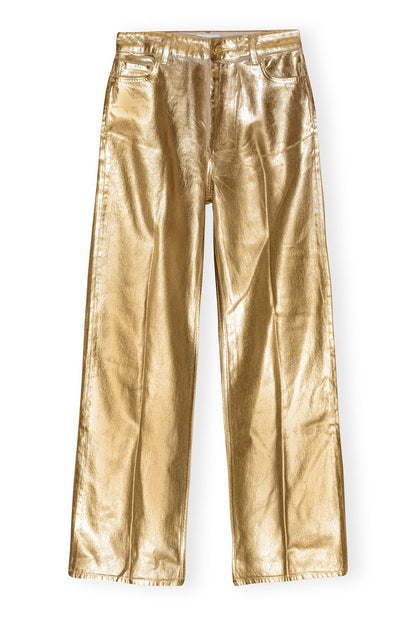 GANNI GOLD FOIL WIDE JEANS