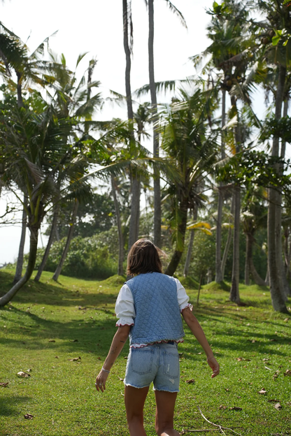 Seventy + Mochi Quilted Pablo Vest in Summer Sky