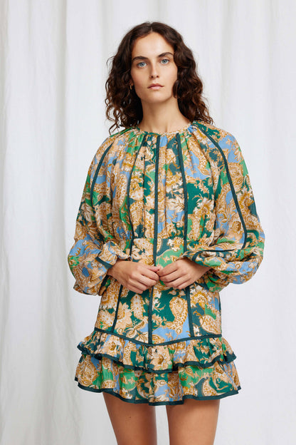 Significant Other Flynn Mini Dress - Teal Paisley