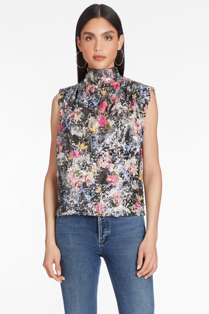 AMANDA UPRICHARD MIDDLETON TOP IN PRINTED SEQUIN