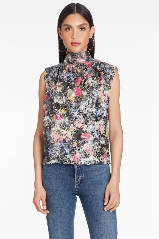 AMANDA UPRICHARD MIDDLETON TOP IN PRINTED SEQUIN