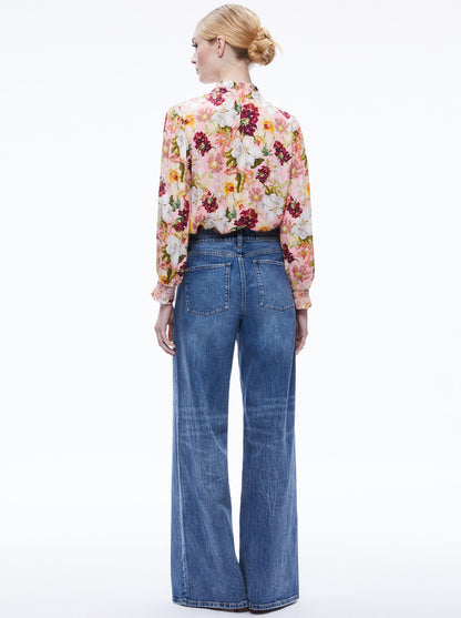 Alice & Olivia Reilly Mandarin Collar Blouse