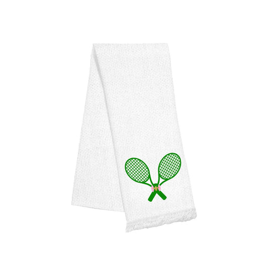 Fringe Linen Towel - Tennis Pink/Green