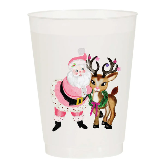 Santa Girl Christmas Frosted Cups Pack of 6