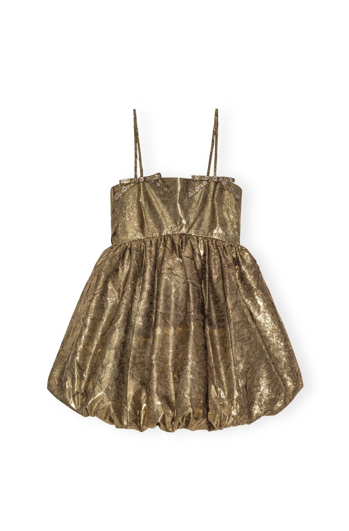 Ganni Shibori Pleat Strap Mini Dress