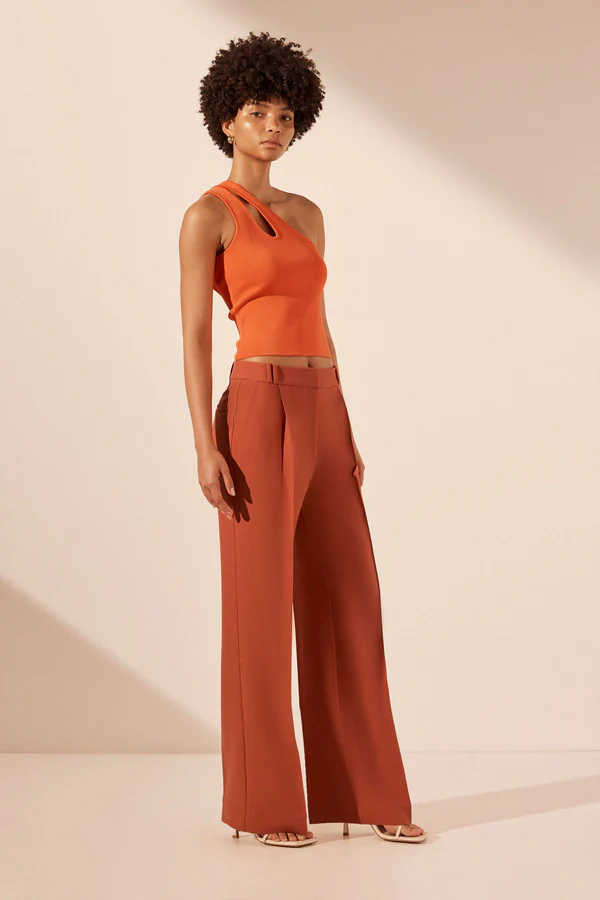 Shona Joy Basic One Shoulder Open Back Top - Tangerine